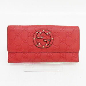 Gucci Guccissima Interlocking GG Long Wallet Studs Red
